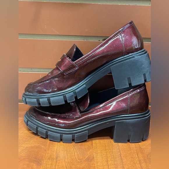 Dylan Red and Black Chunky Platform Loafers - Picture 2 of 5